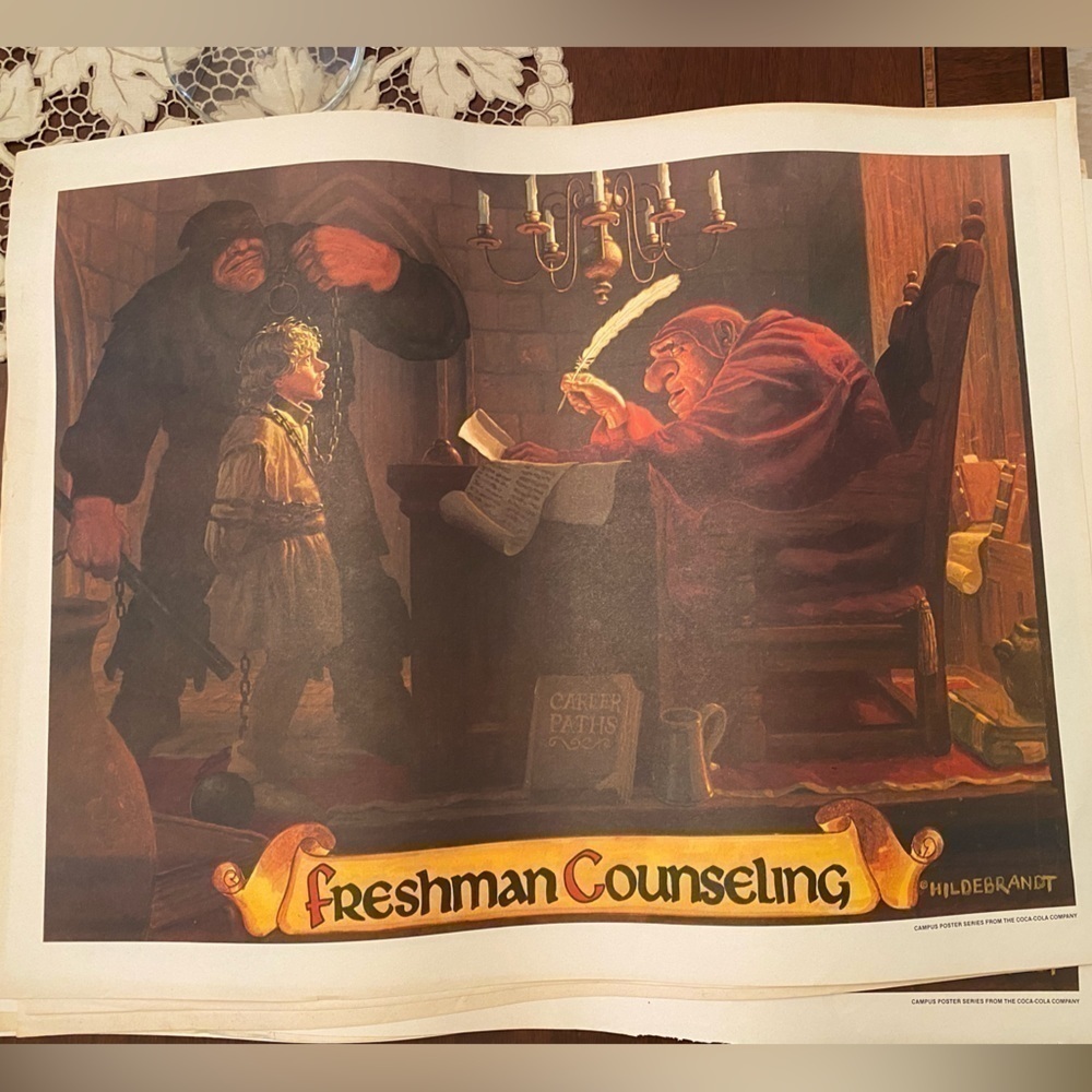 Campus Poster Series HILDEBRANDT COCA-COLA Vintage Poster FRESHMAN COUNSELING